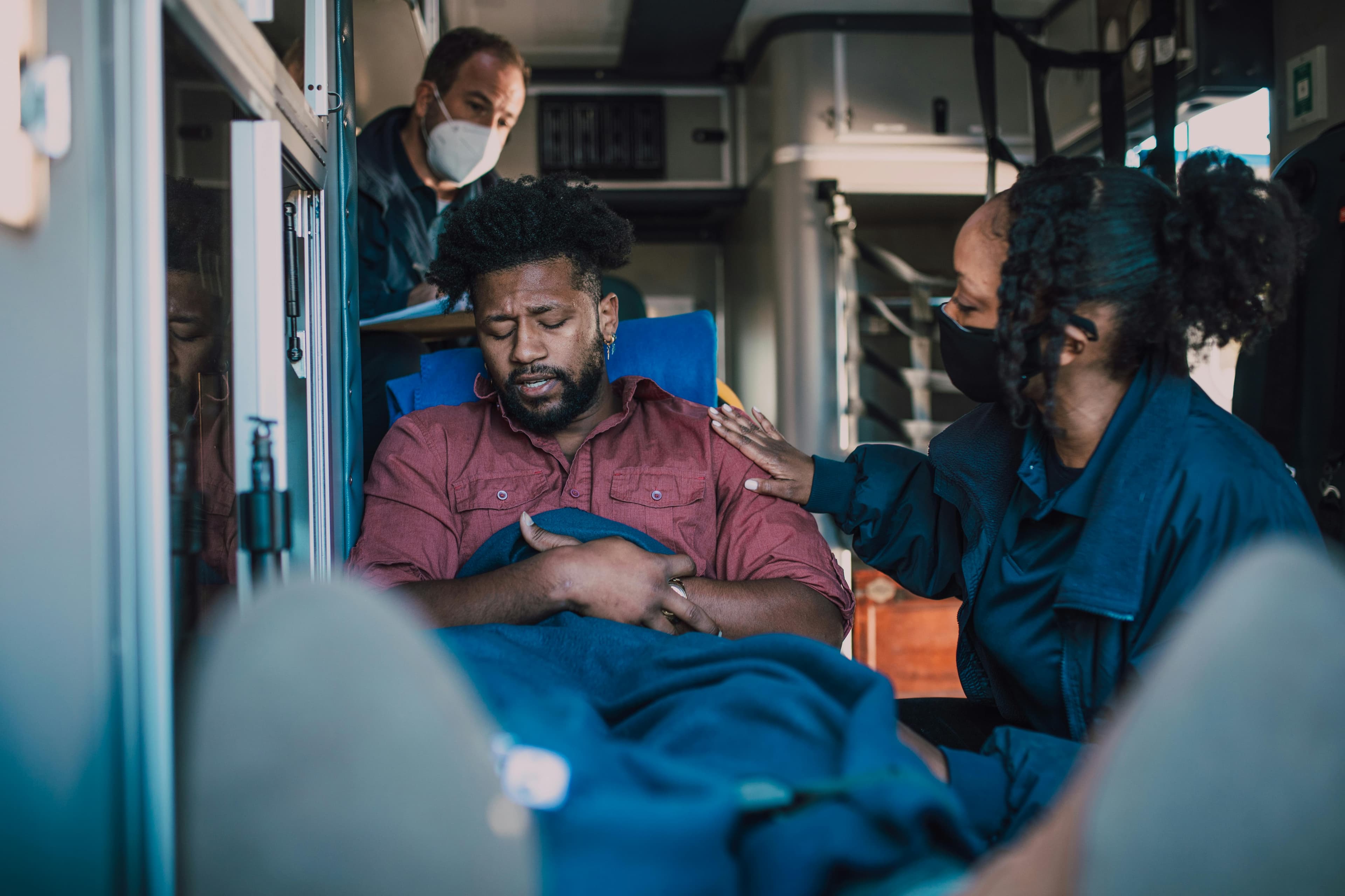 sick man on an ambulance